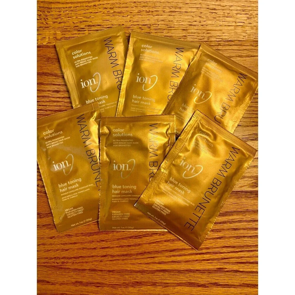 (6) Packs- Ion Warm Brunette Blue Toning Hair Mask Packet 1 Oz NEW Pouch Disc